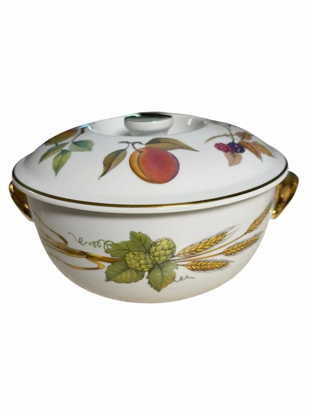 Royal Worcester Evesham Oven to Table Ware Covered Dish Casserole Gold Handles